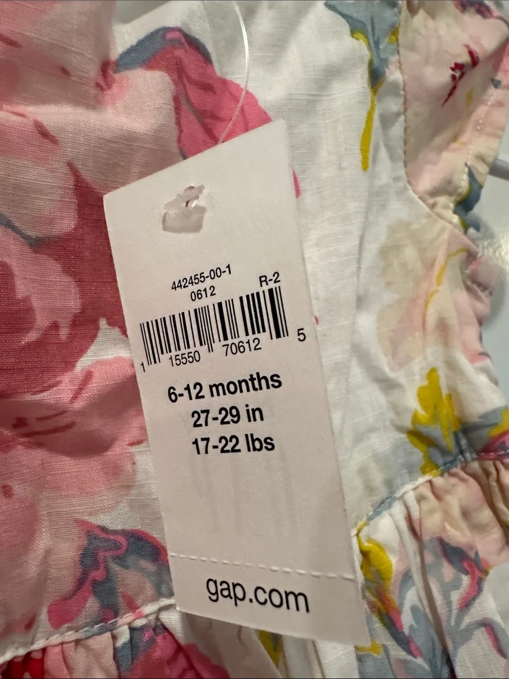 GAP White Dress with Pink Floral Print